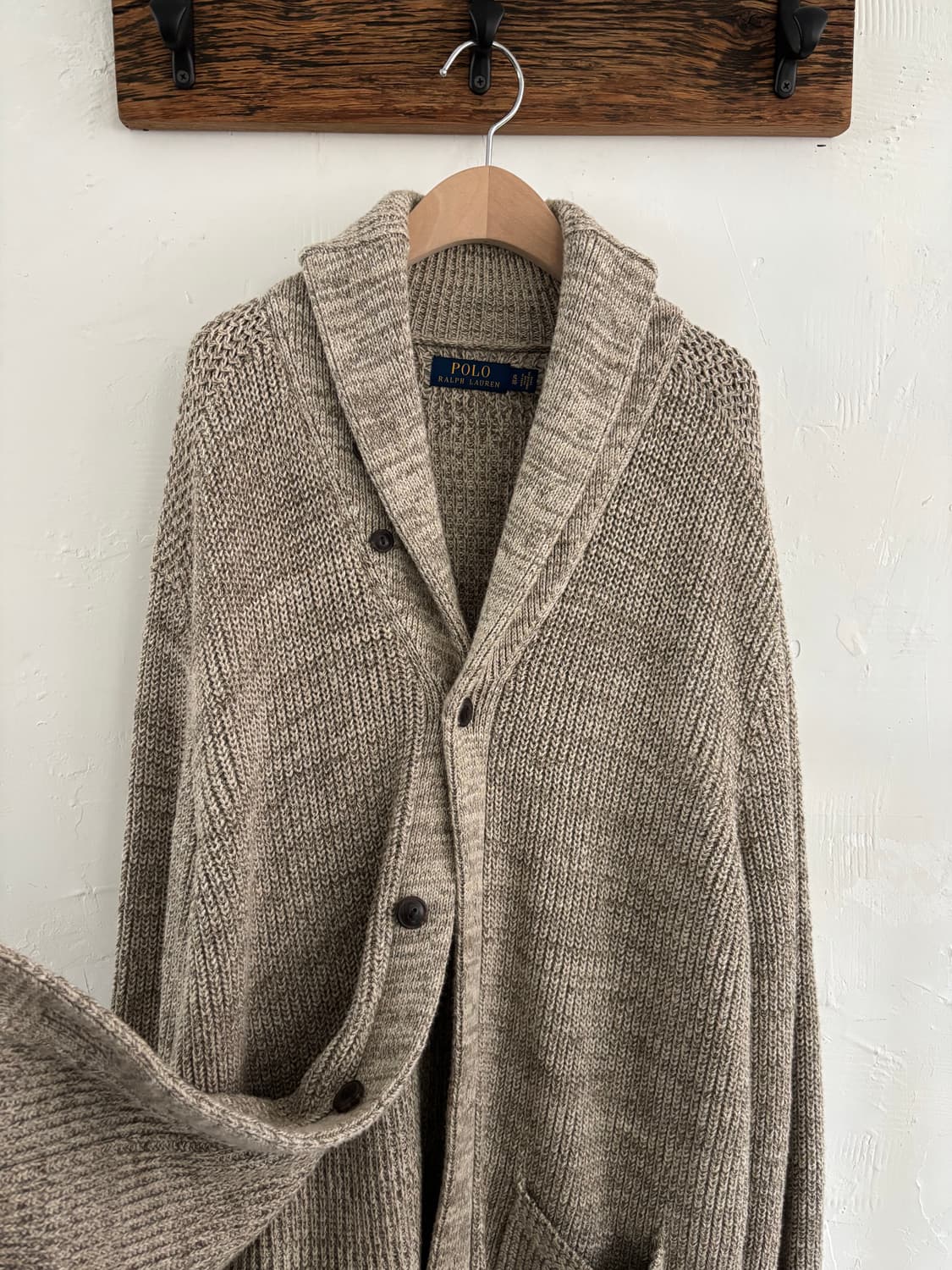 Polo 폴로 랄프로렌 신형 딥베이지 숄카라 코튼 가디건 상품이미지7