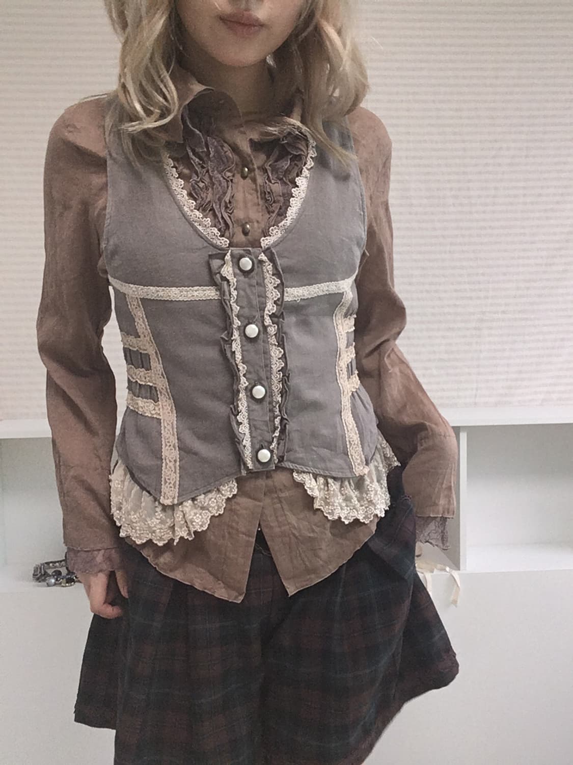 axes femme vintage antique lace vest 상품이미지5