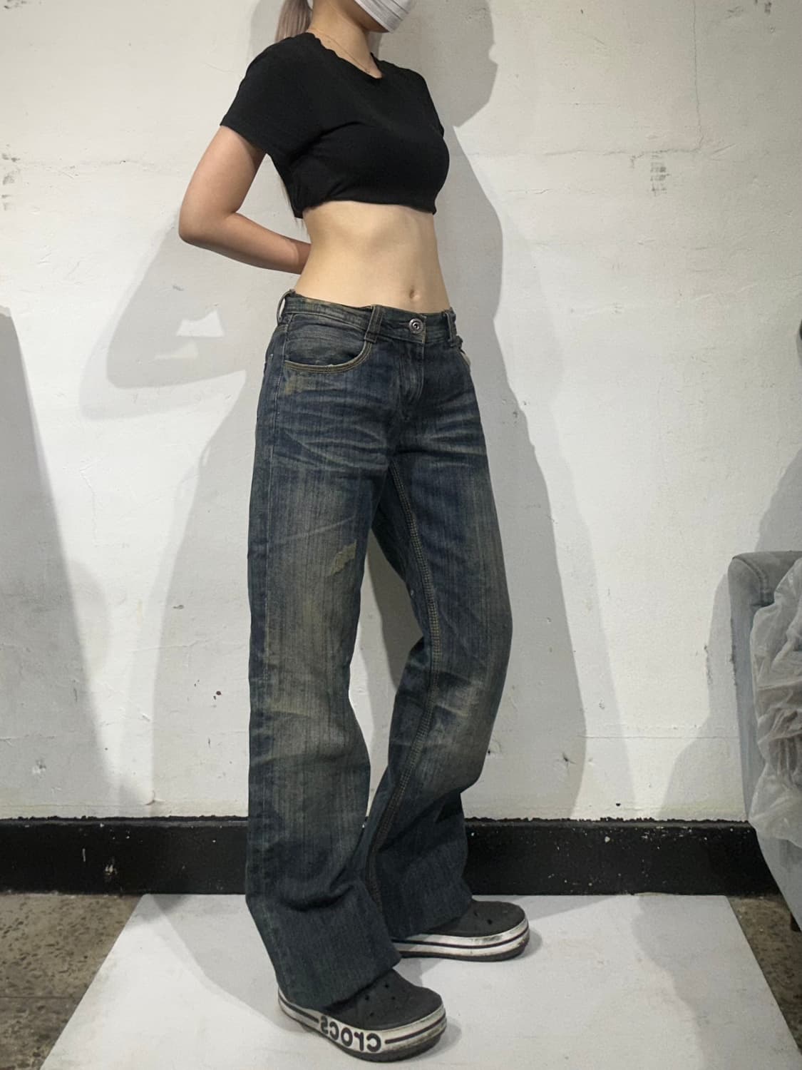 디젤 중청 와이드 데님 팬츠  상품이미지1