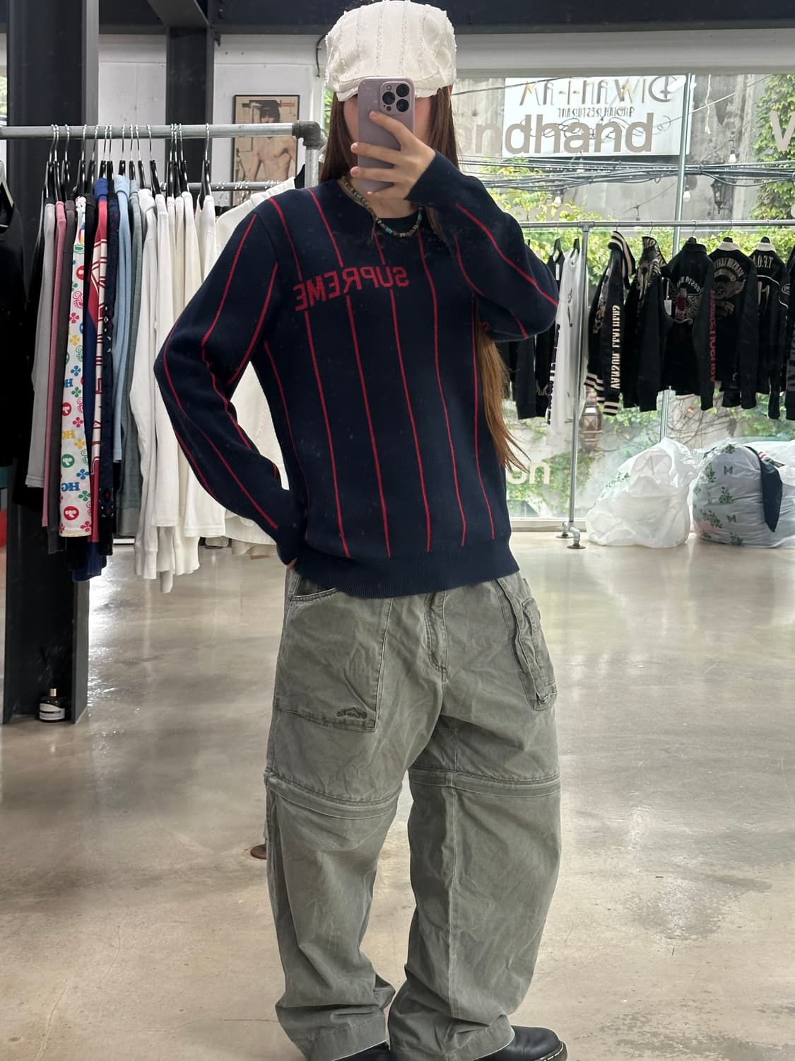슈프림 13AW 크루넥 와이드 핀스트라이프 스웨터 상품이미지2