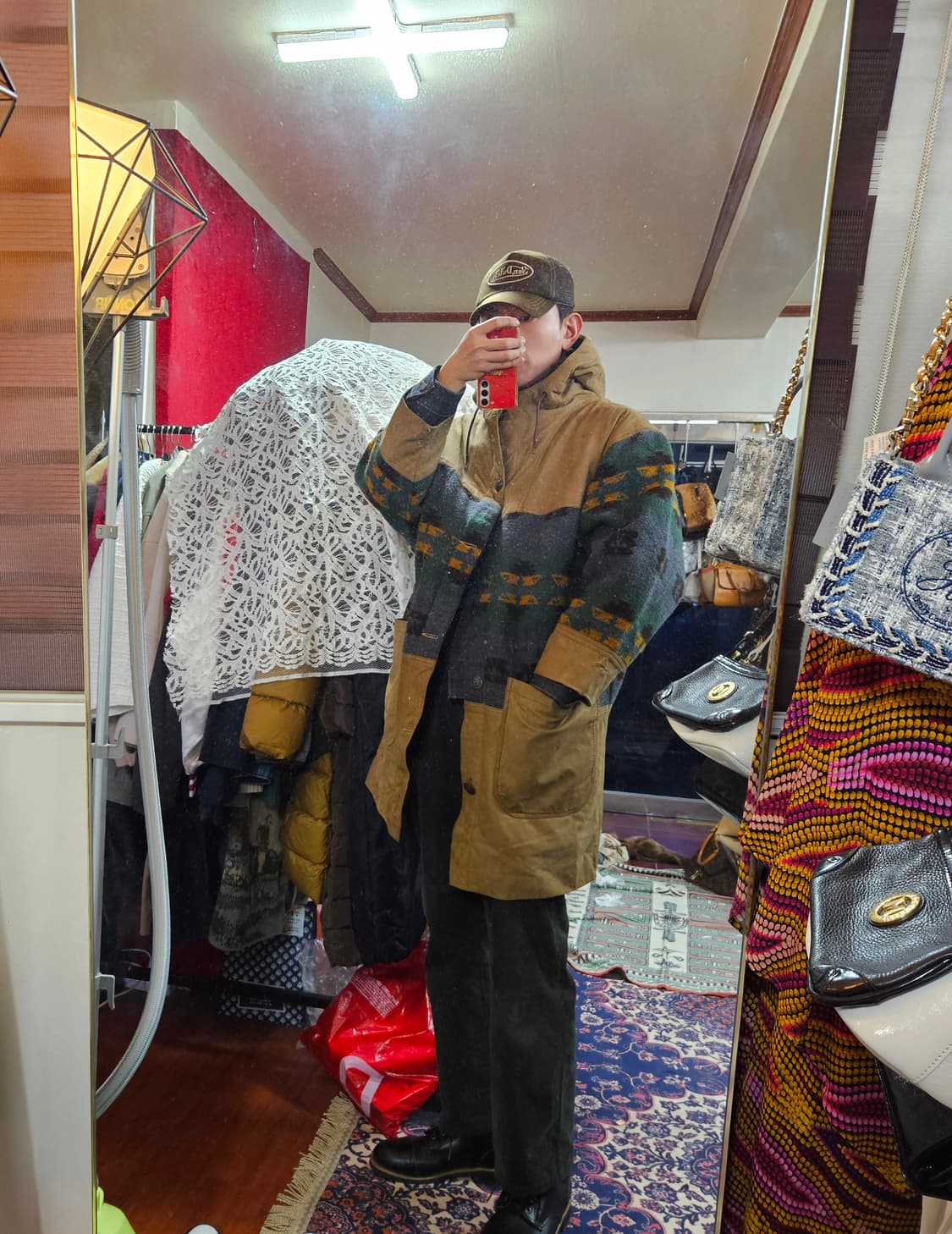 미스티하버(Mysti Harbor) 빈티지 가죽 노르딕 블럭 점퍼  상품이미지6