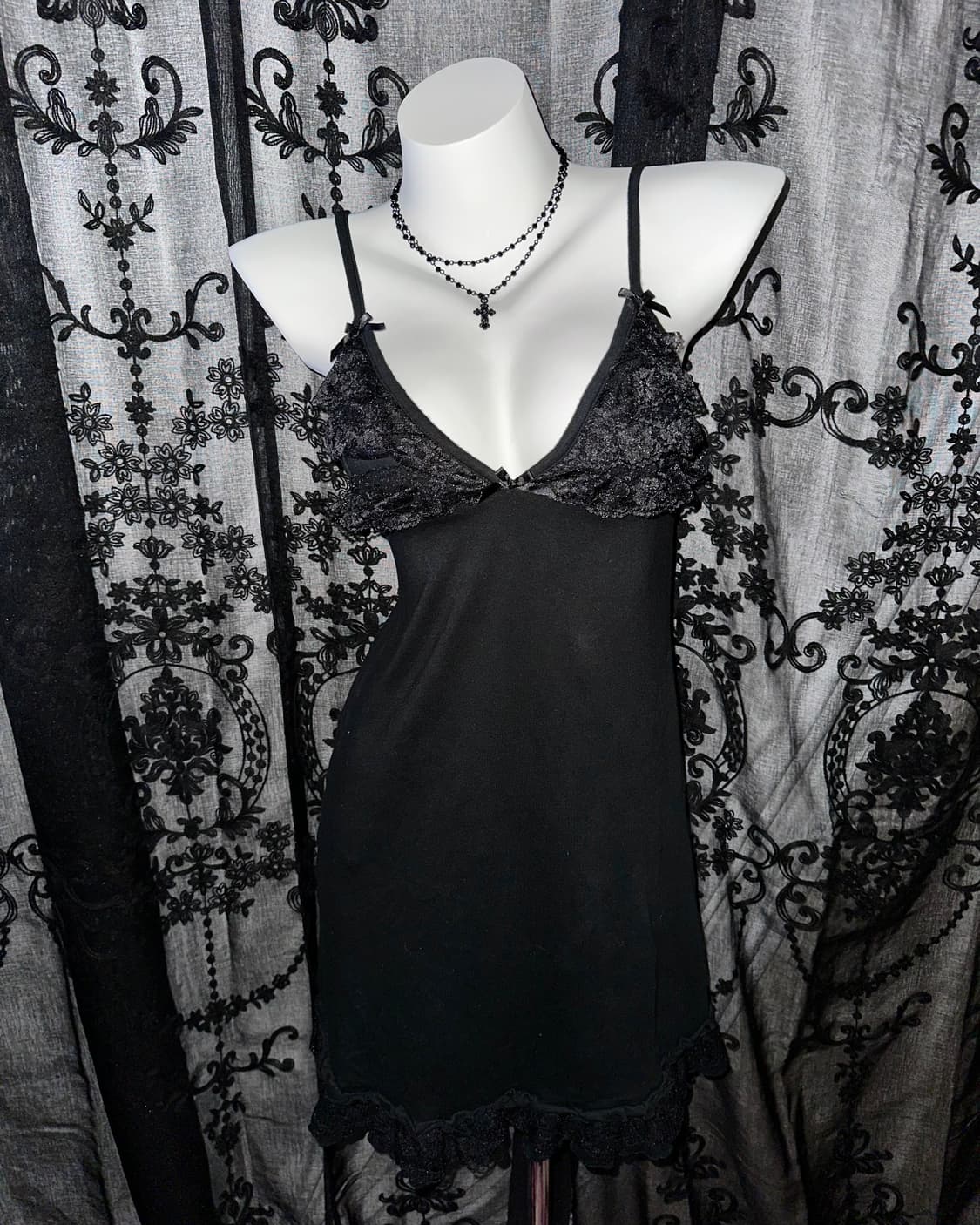 Black lace slip dress 상품이미지2