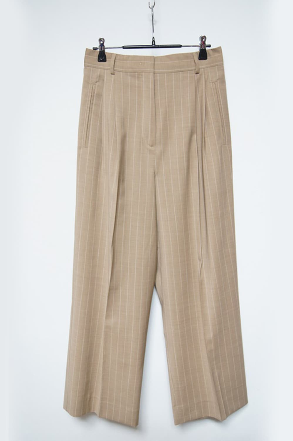 Max Mara 정품 스트라이프 핀턱 슬랙스 베이지 40 상품이미지1