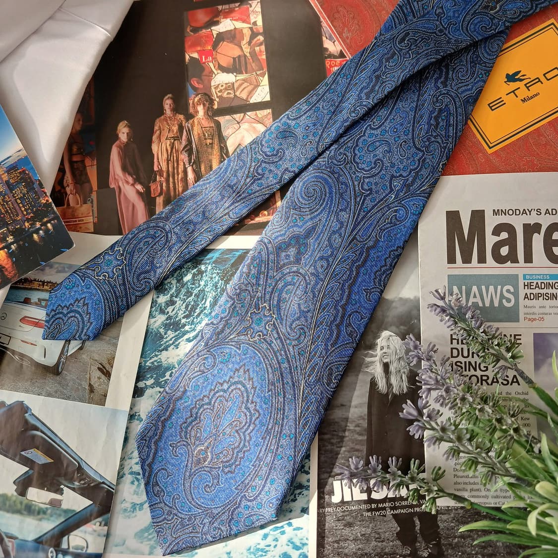 에트로 실크 블루 페이즐리 넥타이 9.6cm A등급 A19485
 상품이미지4