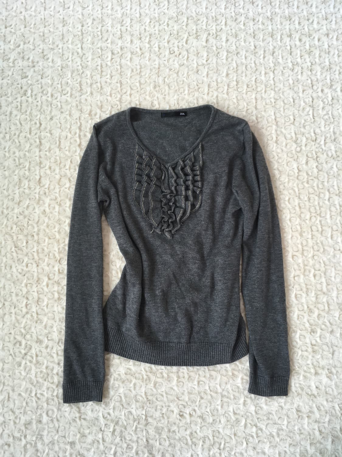 jpn vintage charcoal frill knit 상품이미지4