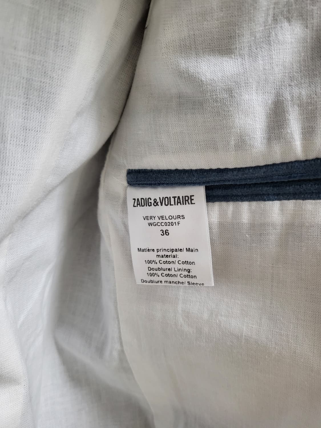 (정품상태굿!)자딕앤볼테르 블루 코듀로이 자켓 36 상품이미지4