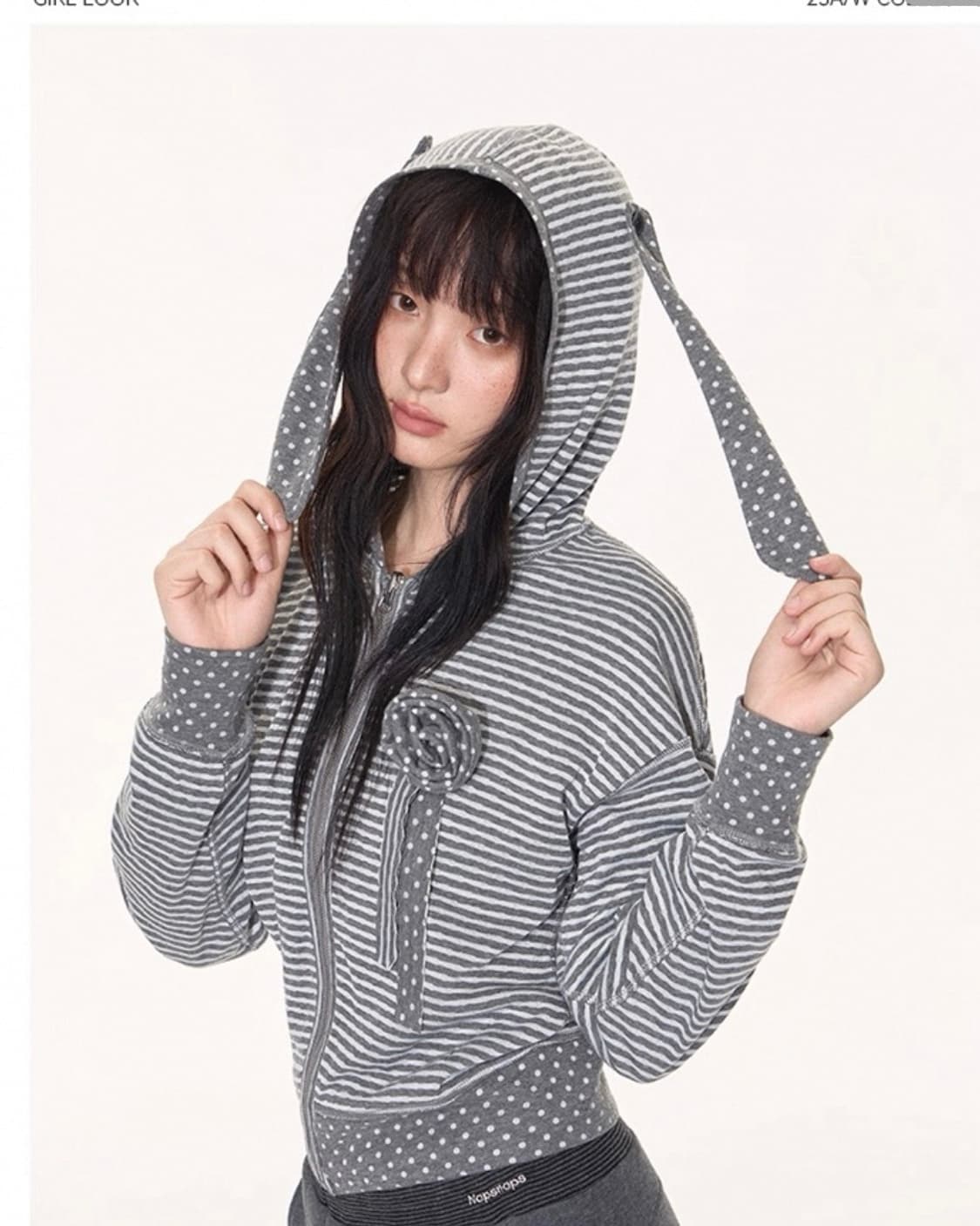 Blooming Bunny Dot Hoodie 리버시블 토끼귀 후드집업 상품이미지1