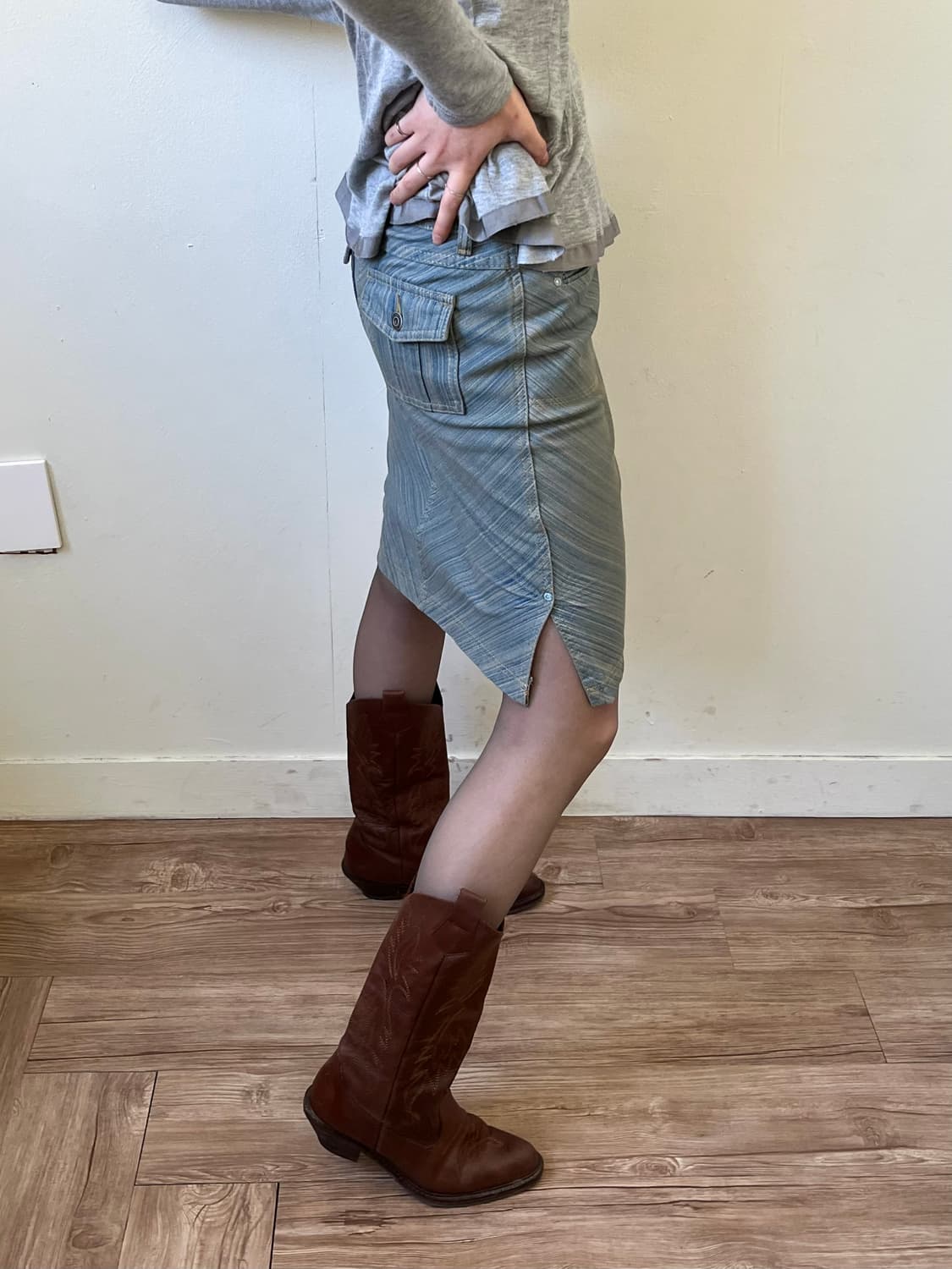 BIAS TIGHT SKIRT 사이드 트임 데님 스커트 상품이미지6