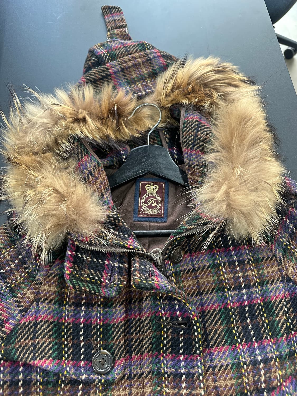 빈티지 갸루 버튼체크 퍼후드 숏코트자켓 상품이미지8