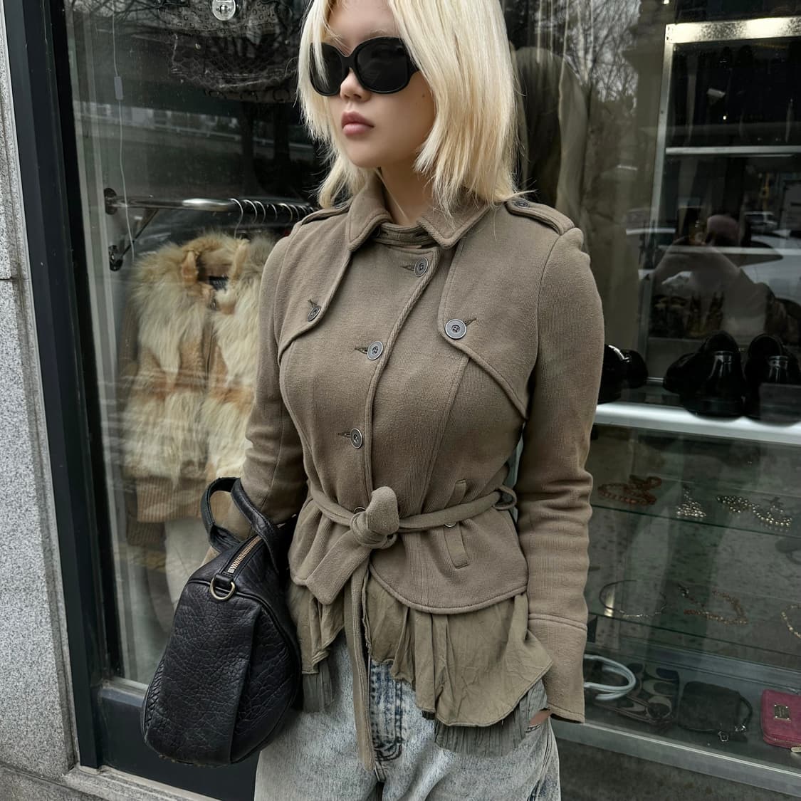 00s 프리피플 버튼다운 벨트 밀리터리 자켓 상품이미지1