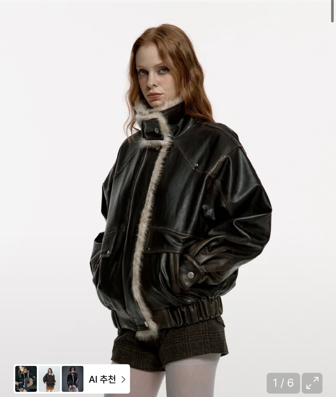 러프넥 워싱 레더 무스탕 S 상품이미지1