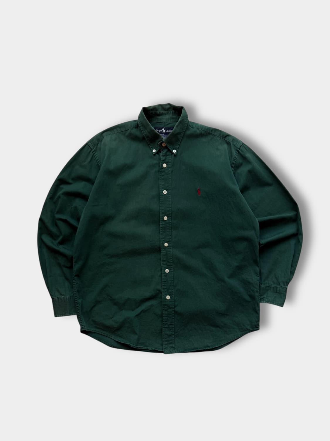 폴로 랄프로렌 90‘s USA 해비코튼 딥그린 셔츠 상품이미지1