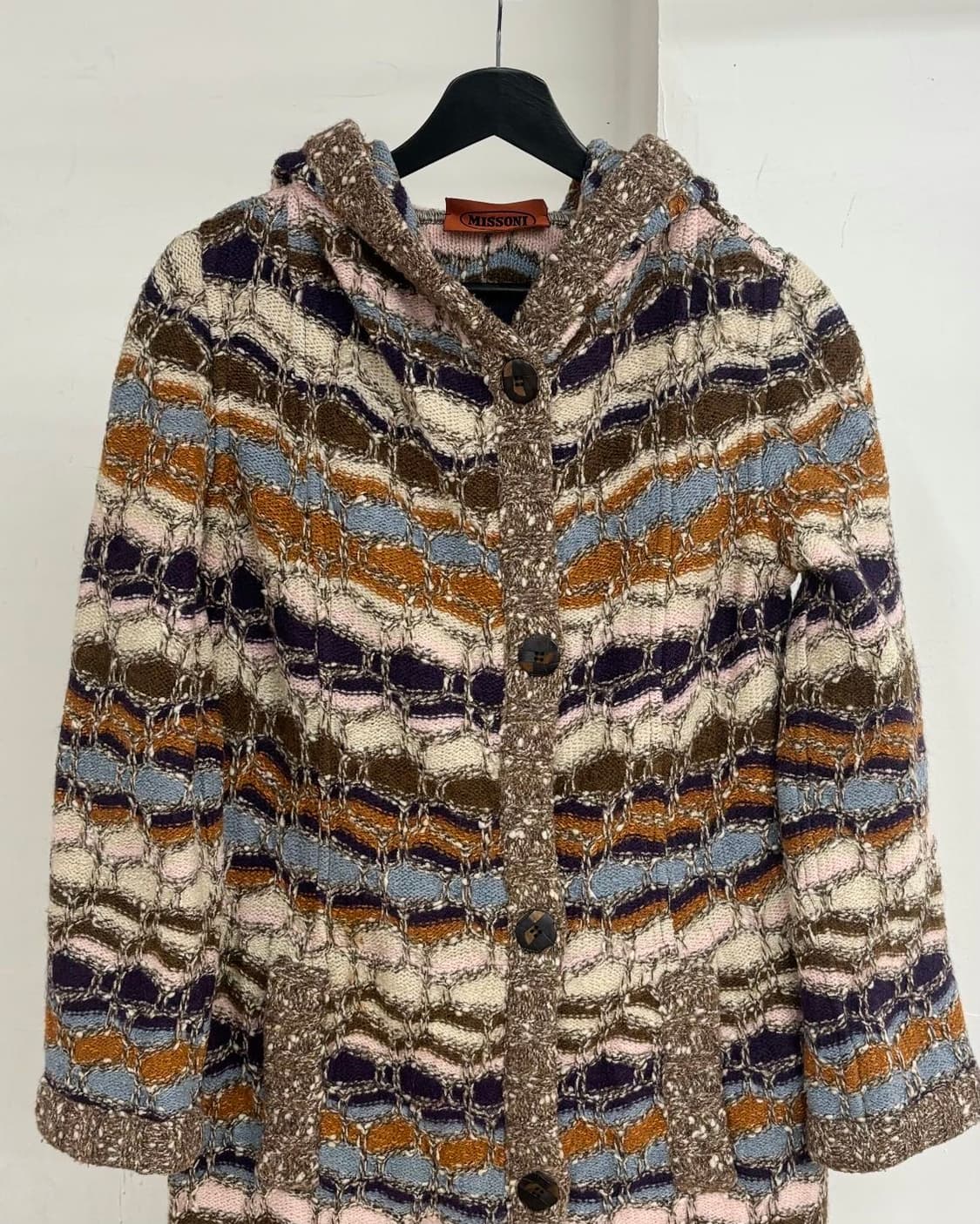 미쏘니 멀티컬러 스트라이프 울 후디 코트 상품이미지2