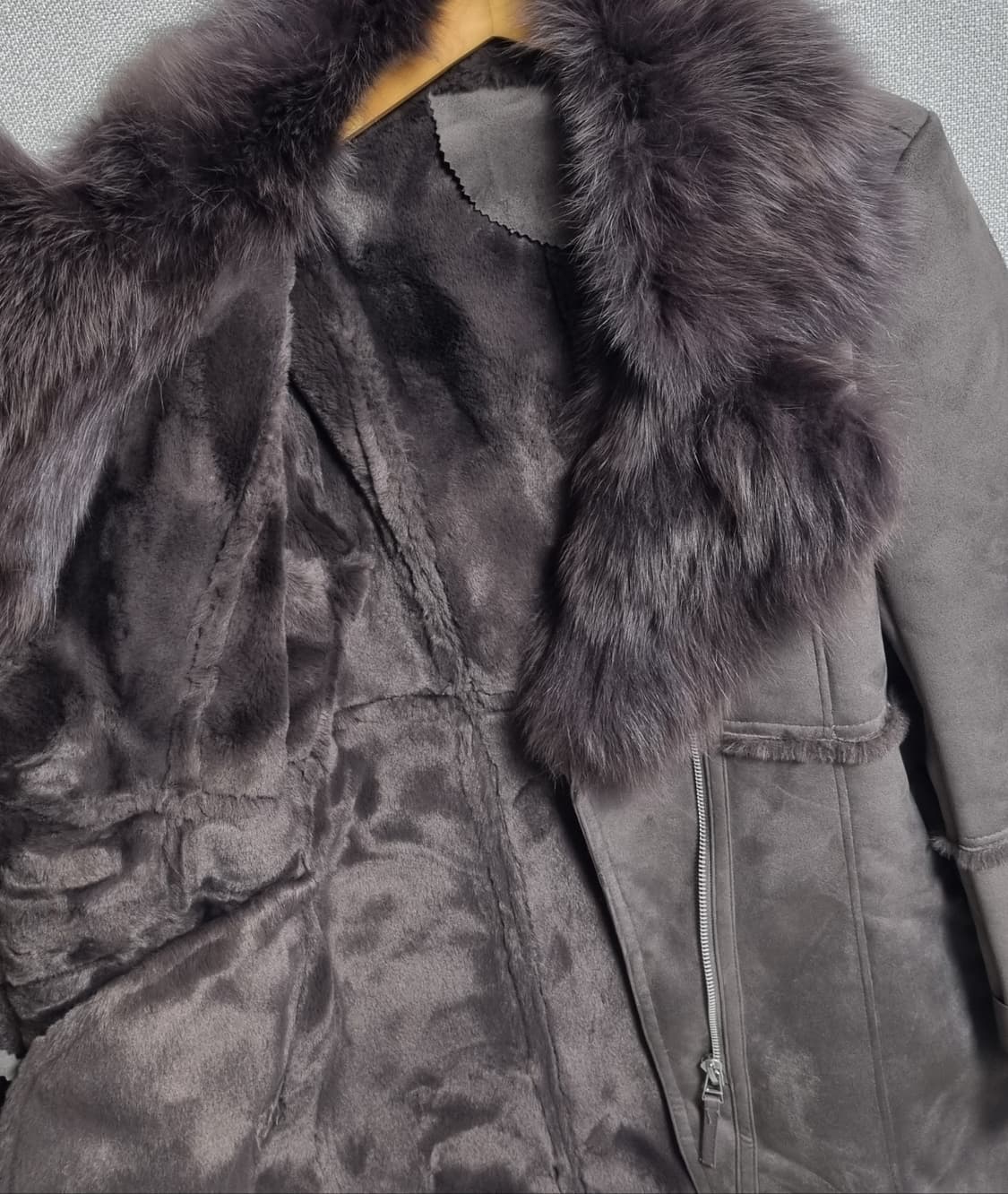 M (66) 다크브라운 페이크 무스탕 자켓 상품이미지2