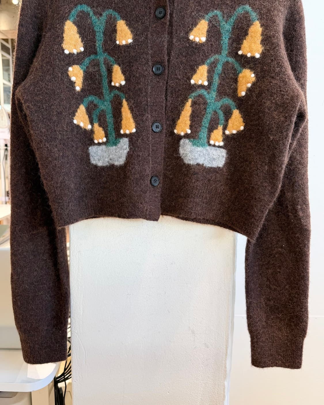 short sentence 브라운 울 크롭 가디건  상품이미지6