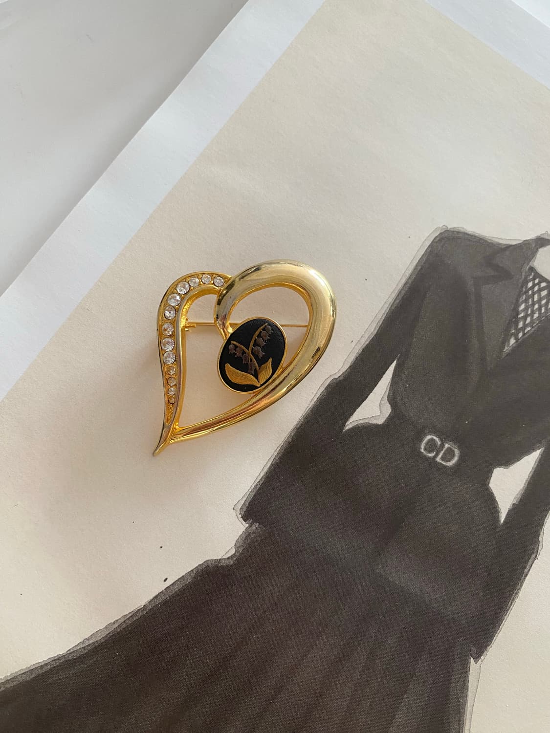 빈티지 하트 스톤 브로치 상품이미지1
