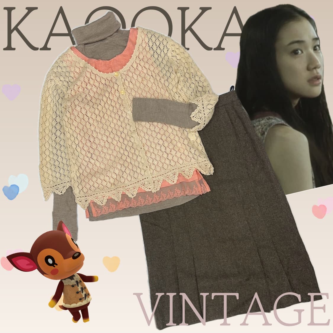 🍑하구미의 살구맛 코디세트🍑라떼갸루 그런지 크로셰 레이스 히메갸루 상품이미지1