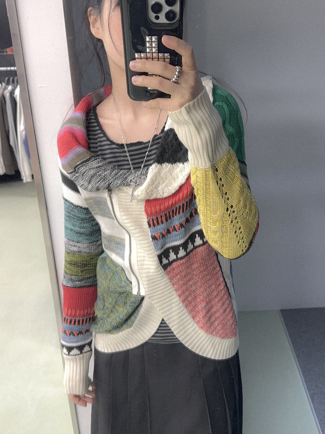 desigual multi pattern zip cardigan 상품이미지3