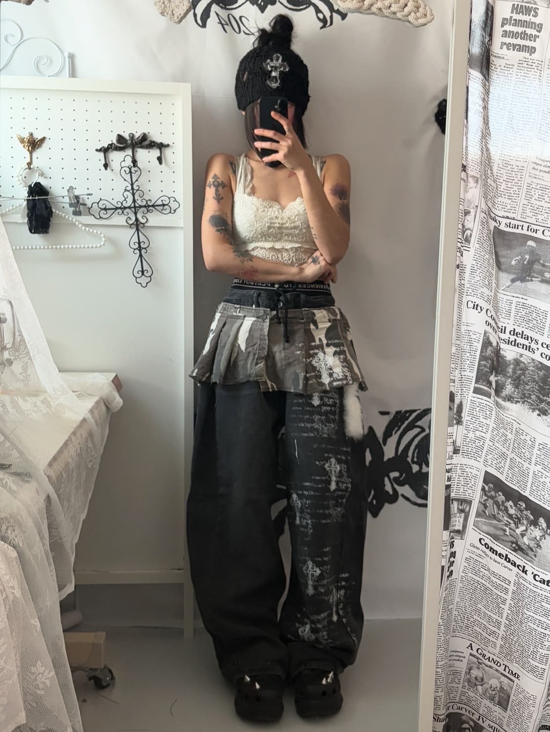 • camouflage pleats cargo skirt 상품이미지6