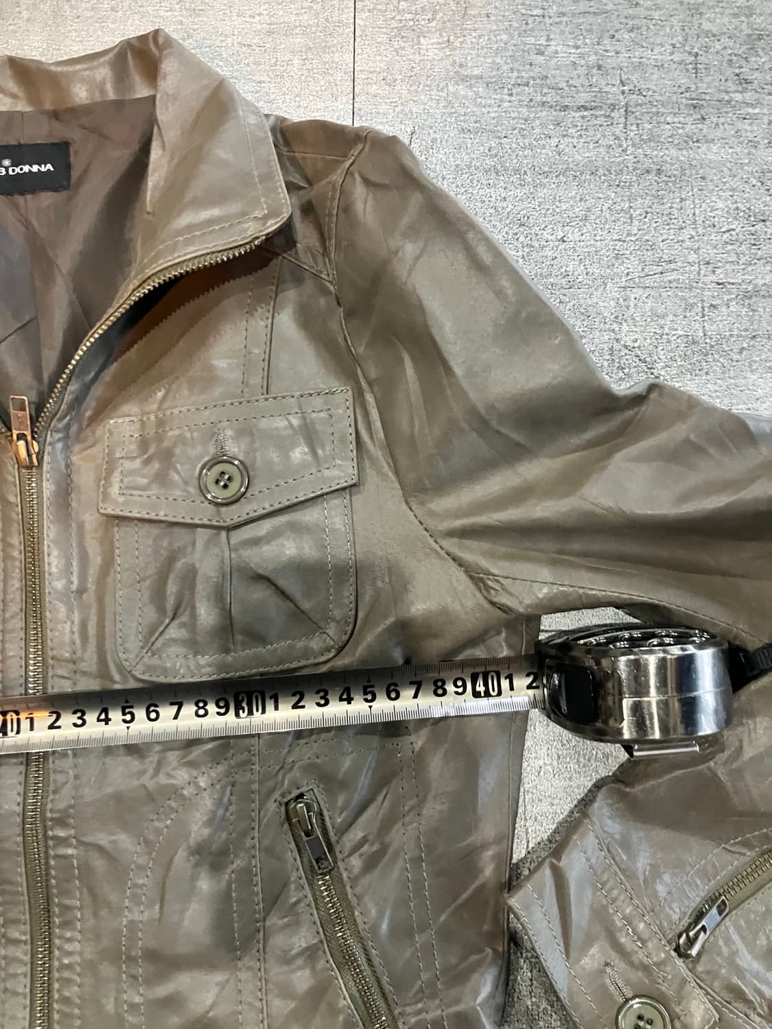 일본빈티지 Bdonna 핀터깔y2k 보헤미안 투포켓 레더자켓 상품이미지2