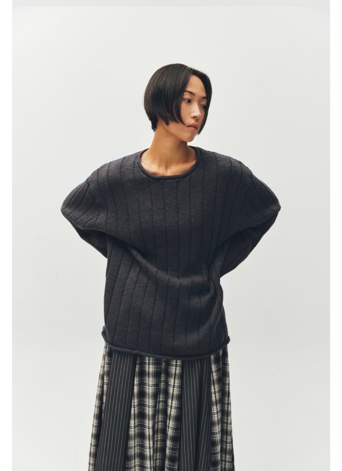 새상품) 플리즈프로젝트 니트 리브드 니트 차콜 상품이미지4