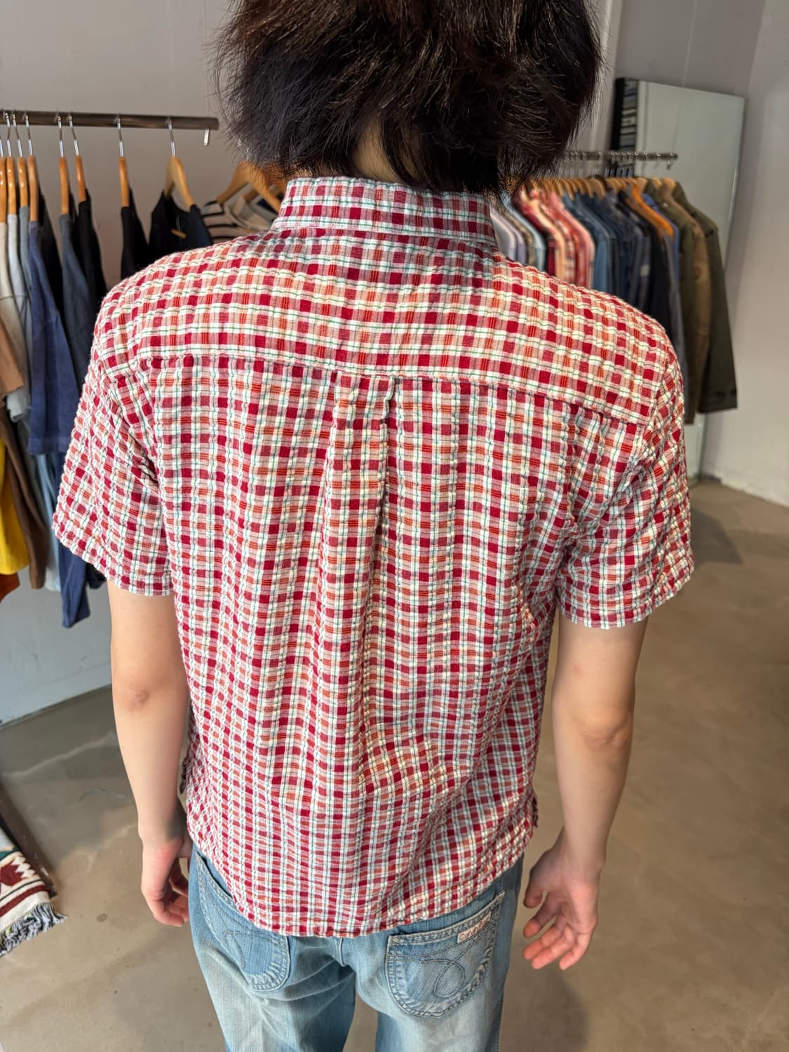 BOBSON 레드 체크 남방 XS 상품이미지5