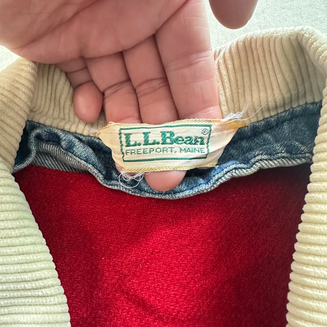 80s 엘엘빈 데님 커버올 카라 울 블랭킷 라이닝 초어 자켓  상품이미지2