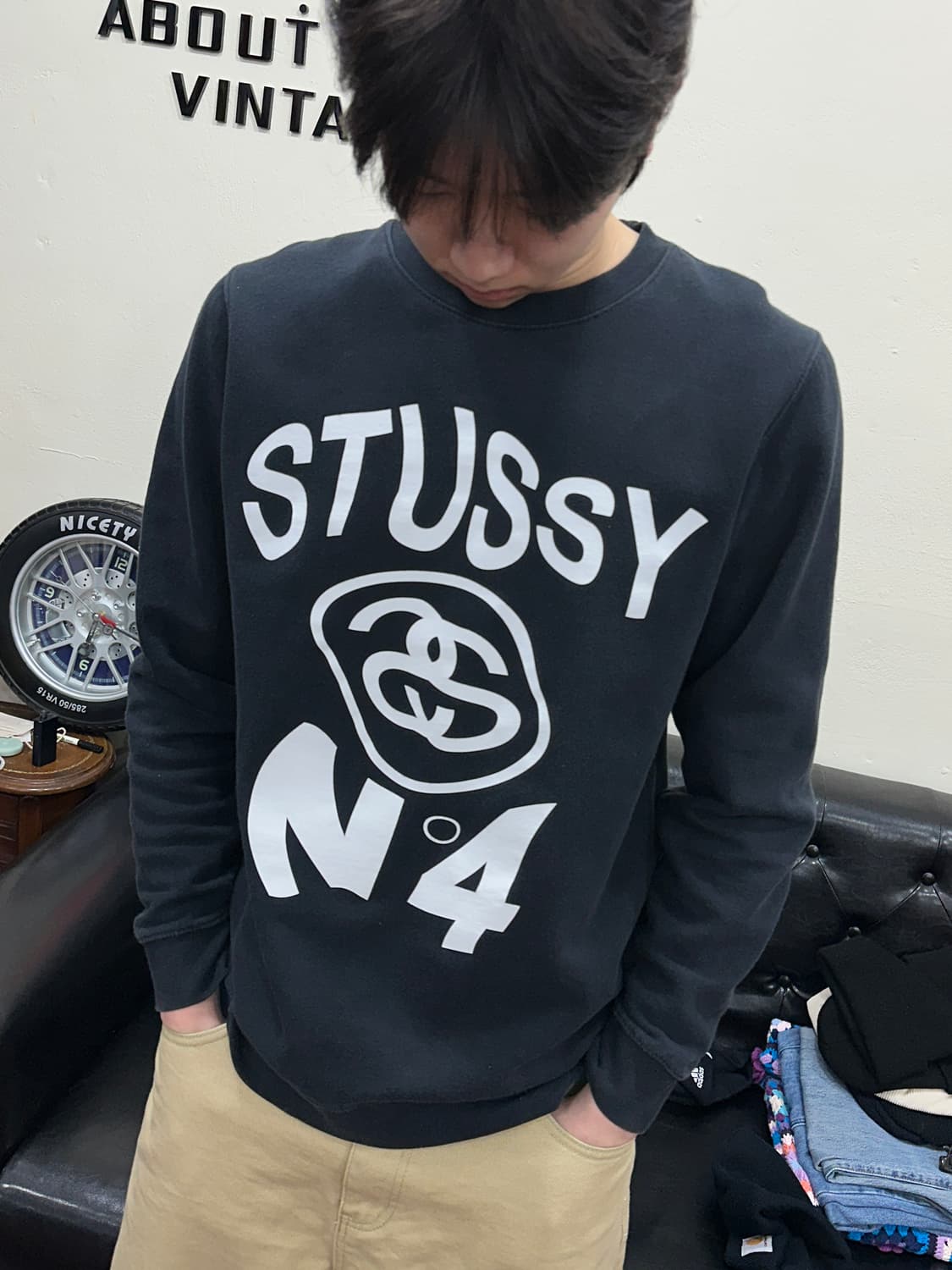 스투시 맨투맨 블랙 L 상품이미지2