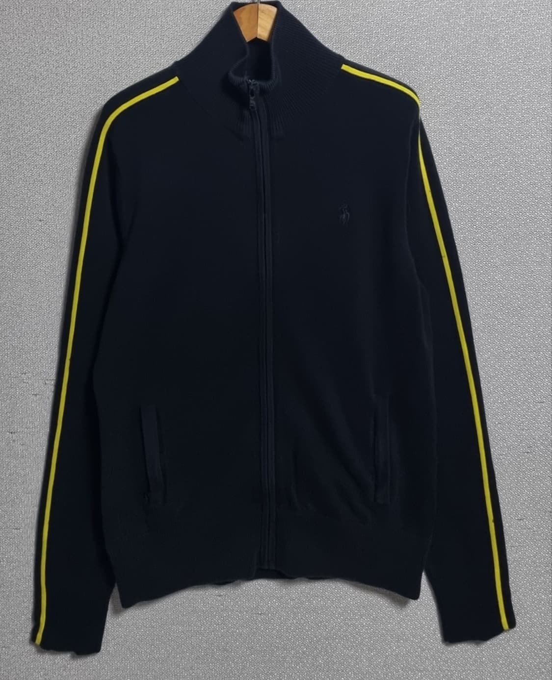 실측 S (55) 폴로 블랙 코튼 니트 집업 상품이미지1