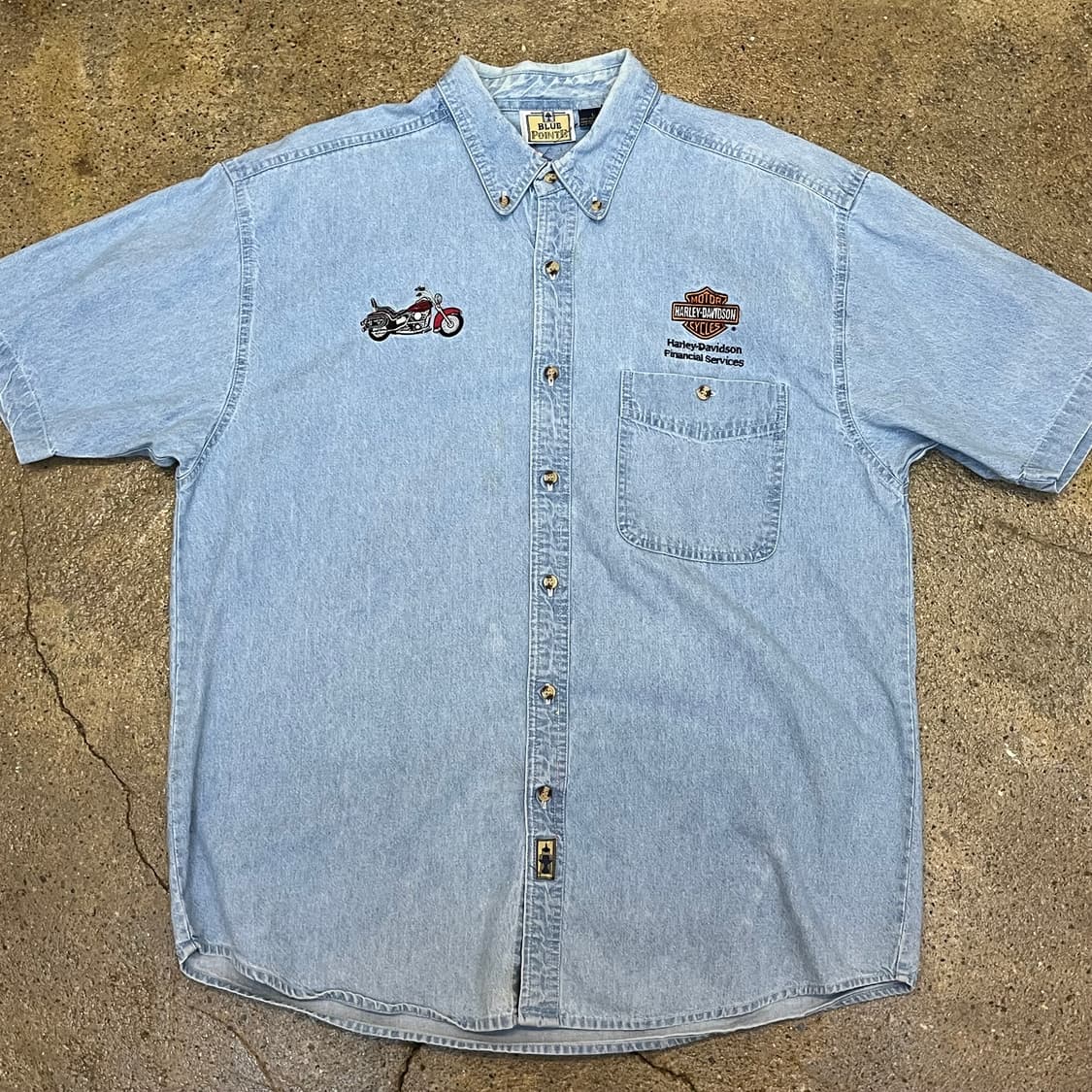 미국 빈티지 할리 데이비슨 데님 반팔 셔츠 상품이미지2