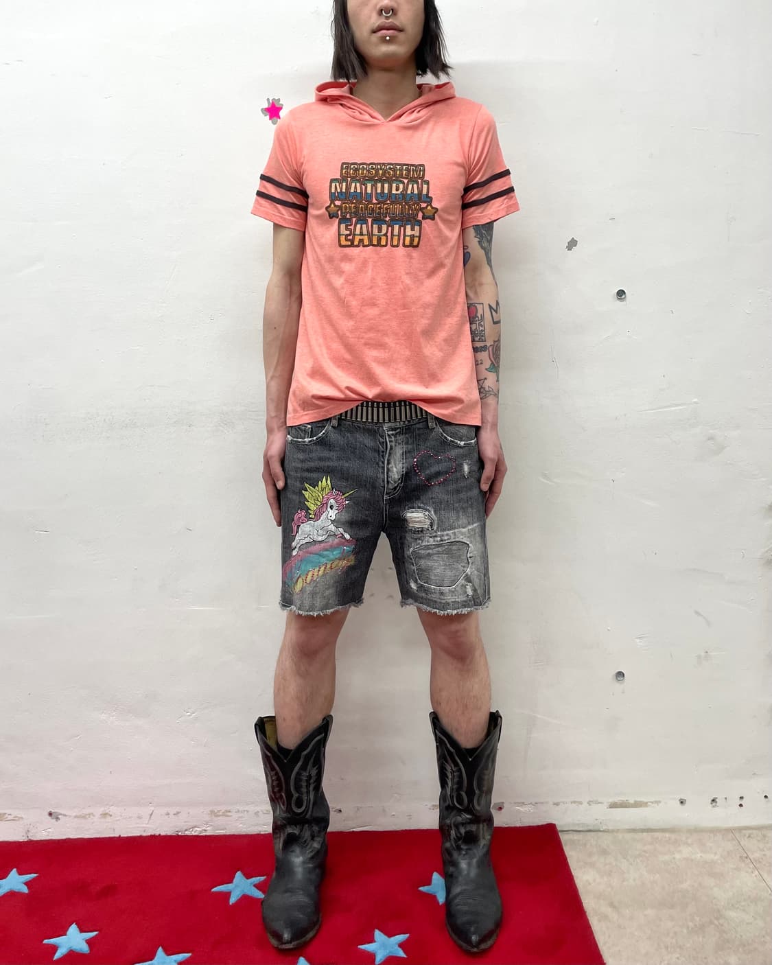  Retro Orange Hooded T-Shirt  상품이미지3