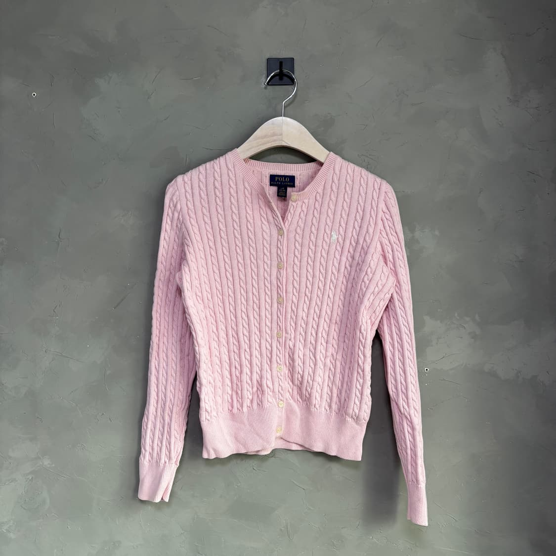 폴로 랄프로렌 꽈배기 니트 가디건 연핑크 딸기우유 상품이미지1