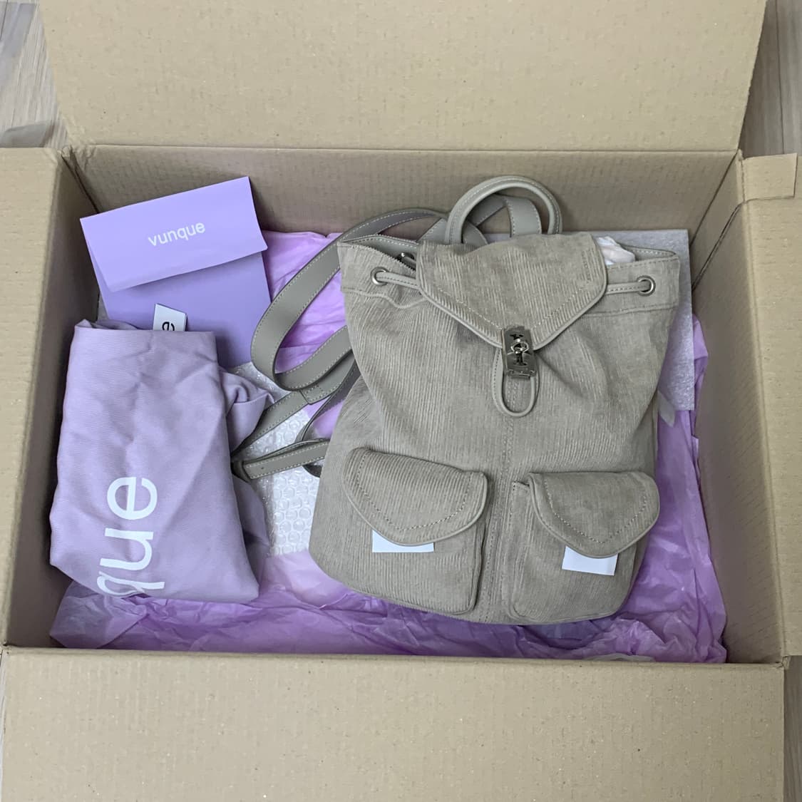 분크 더블 포켓 코듀로이 베이지 백팩 상품이미지6