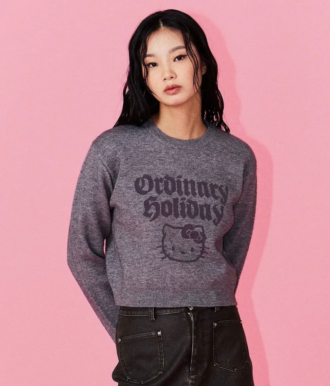 오디너리홀리데이 헬로키티 니트 그레이 상품이미지2