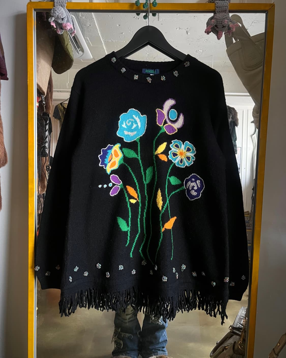 1980-90s MICMAC Paris Fringe Floral Knit 상품이미지4