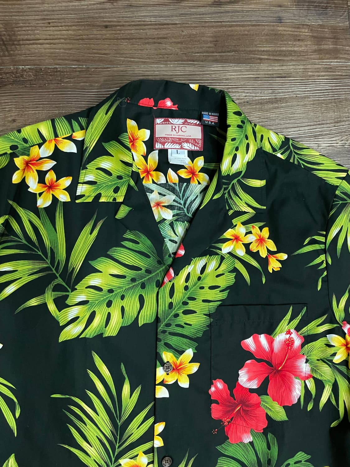 RJC Made In Hawaii 히비스커스 트로픽 하와이안 셔츠 블랙 상품이미지2