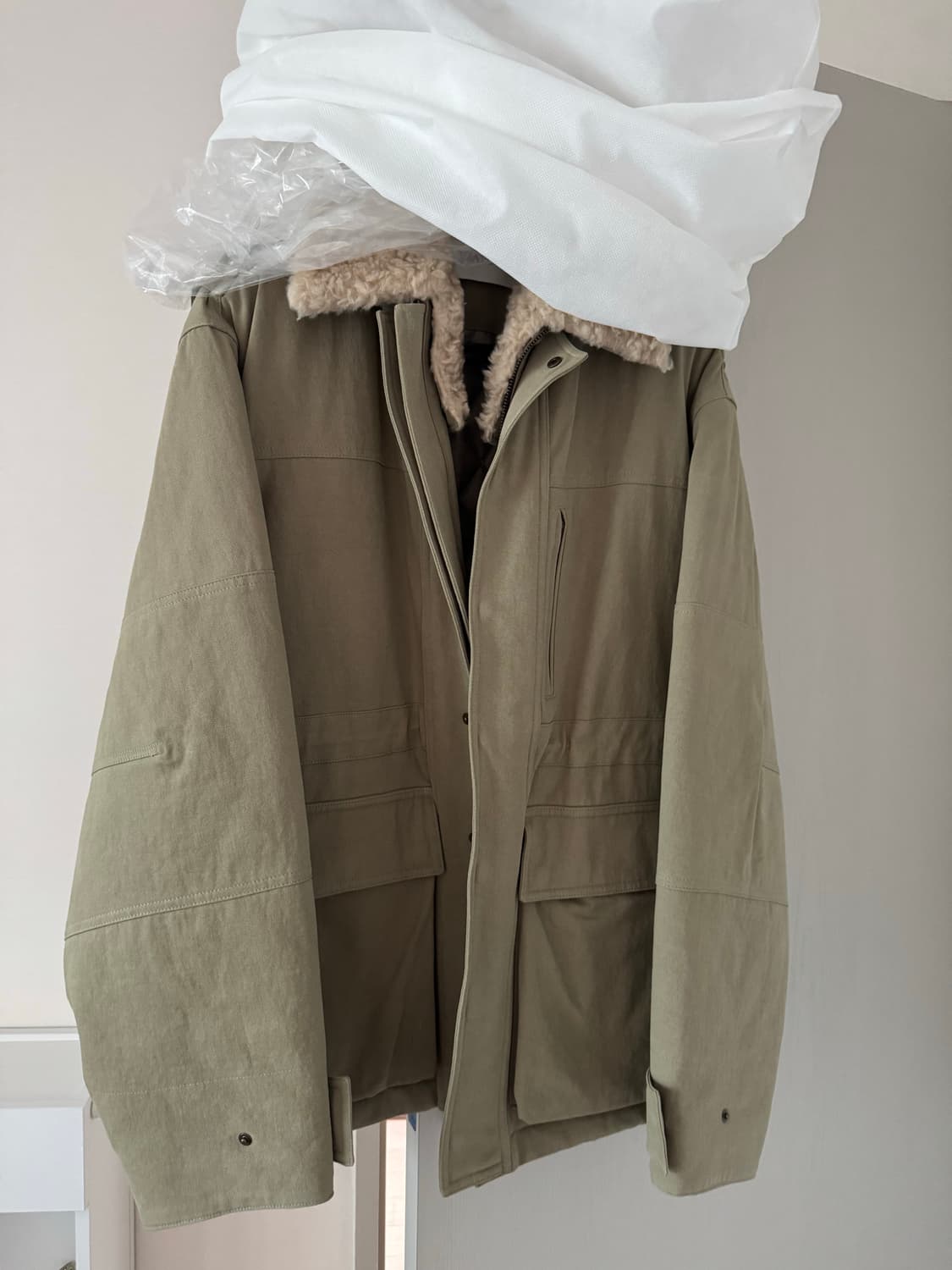 (L) yiyae 이예 셔링 워크 코트 자켓 페이드 그린 상품이미지8