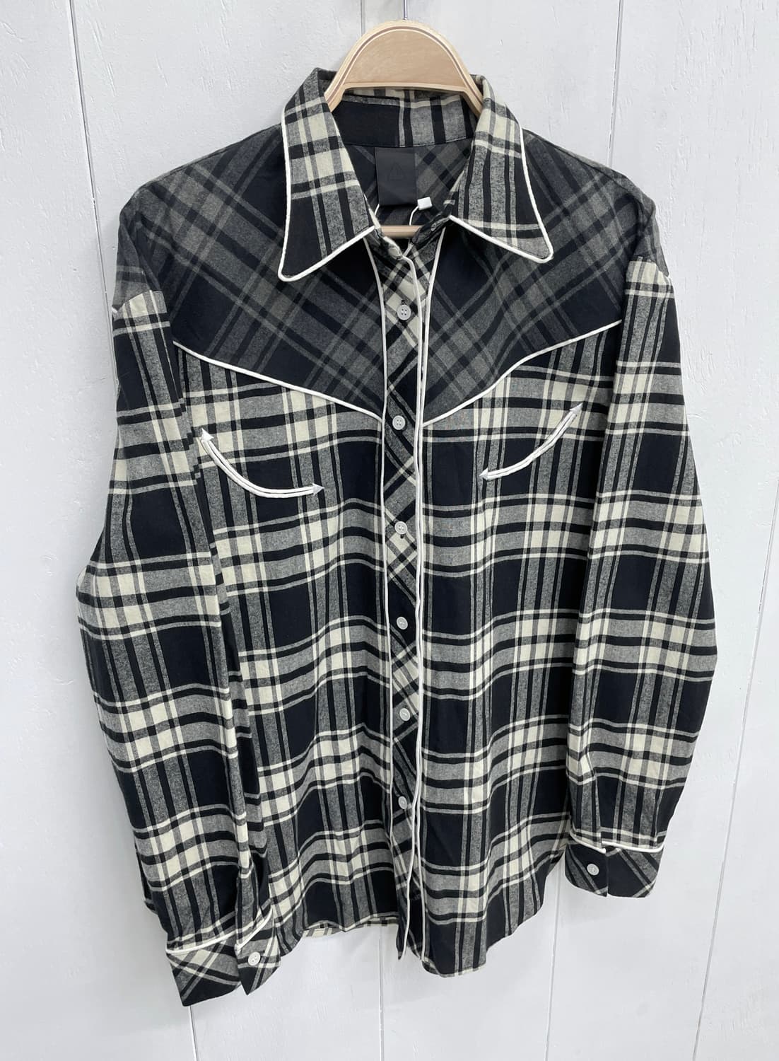 스타일난다 라인 디테일 체크 웨스턴 셔츠 상품이미지4