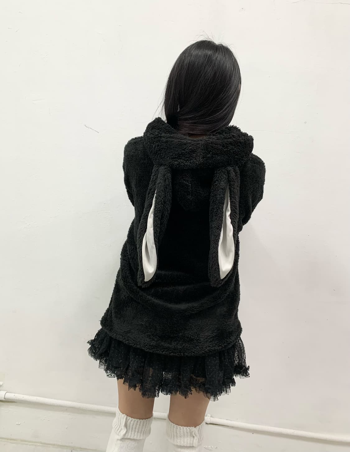 블랙 우사미미 폭닥 후드집업 상품이미지4