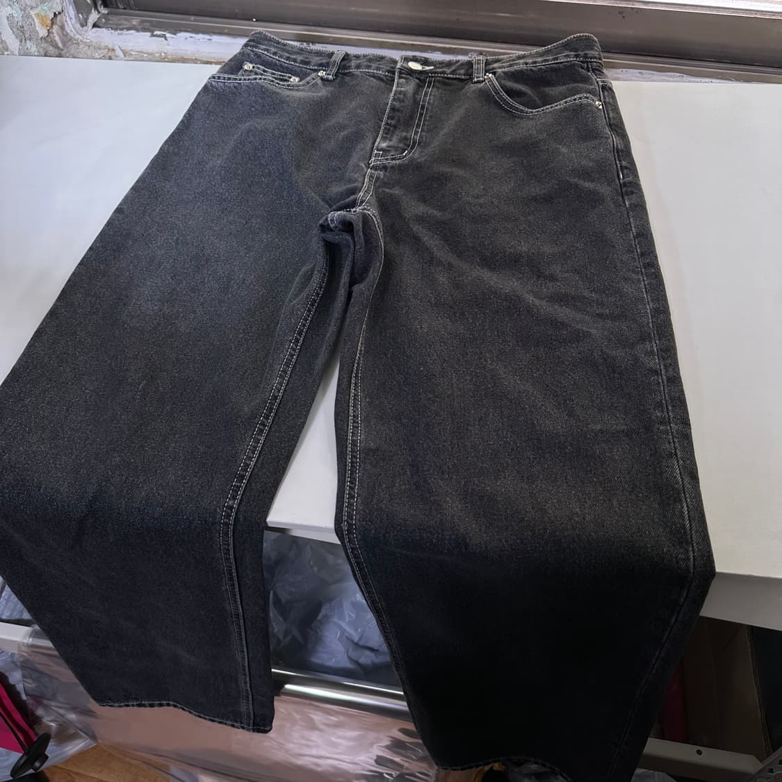 L 34 브랜디드 인스턴트데님 일자핏 빈티블래워시드 데님팬츠 상품이미지3