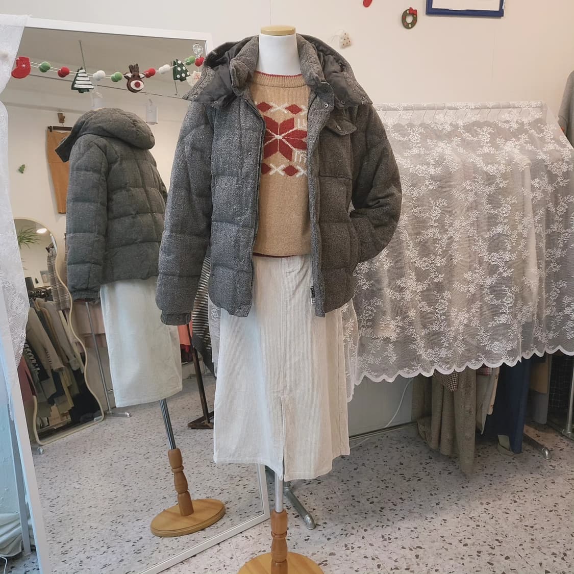 GRL 크림 코듀로이 미디스커트 상품이미지9