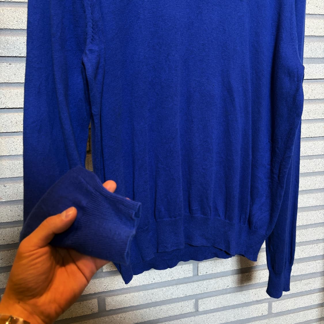 CHAPS 폴로 챕스 브이넥 코튼니트 로렐리스 자수 디테일 블루 상품이미지5