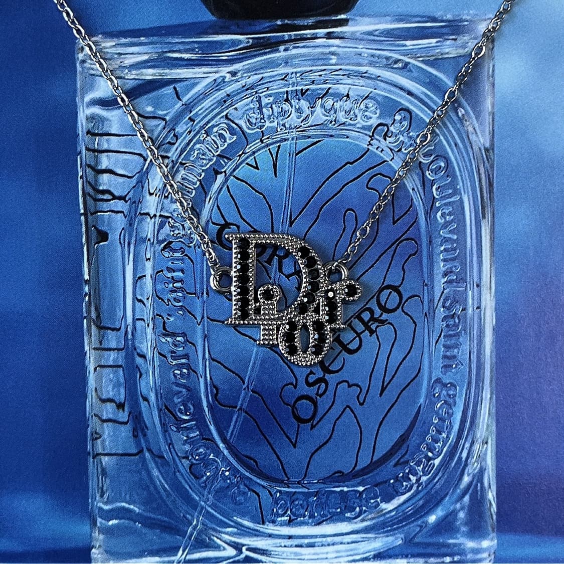 디올 Dior 로고 블랙스톤 업사이클링 실버 양고리 목걸이] 상품이미지1