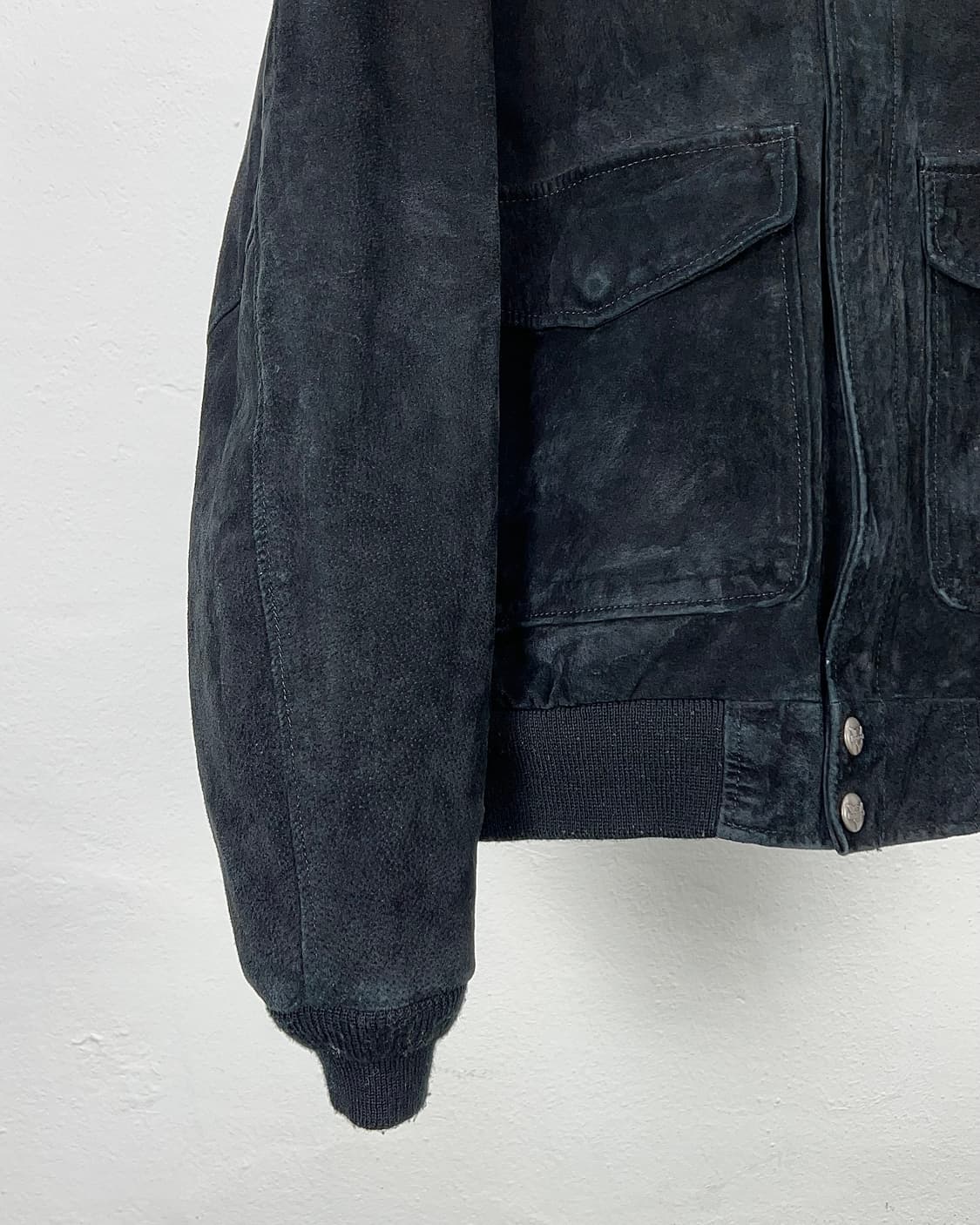 90s 할리데이비슨 블랙 스웨이드 레더 스냅 포켓 라이더 자켓 상품이미지5