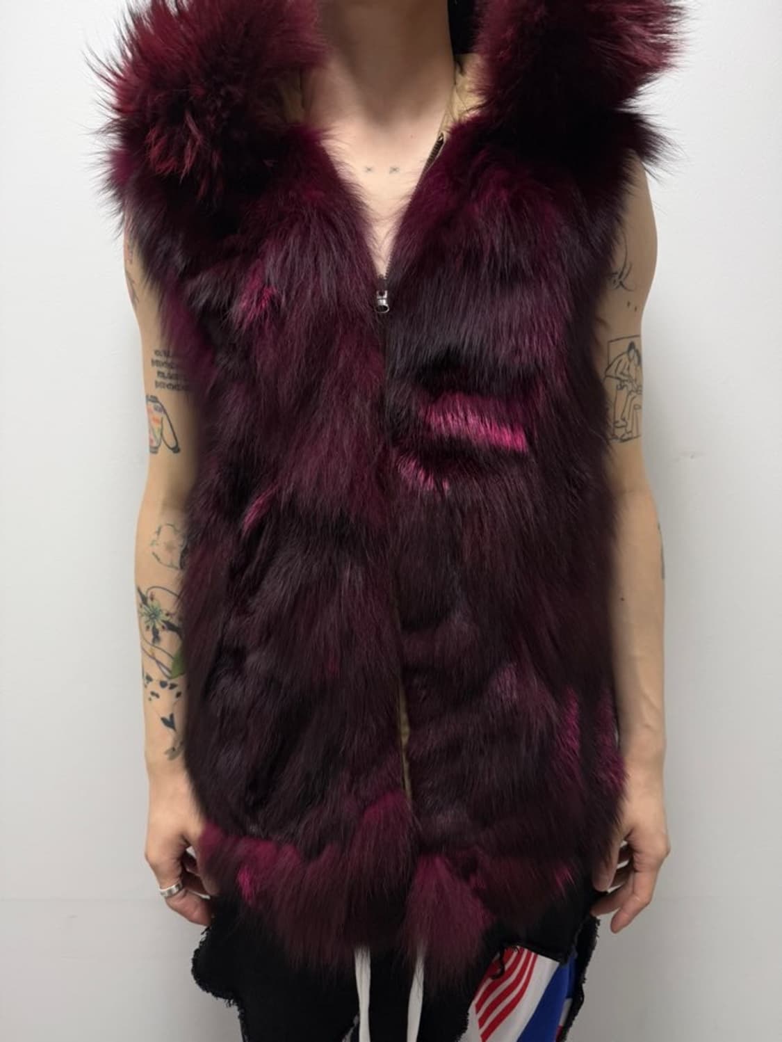 VTG FOX & RACCOON FUR HOOD VEST 상품이미지8