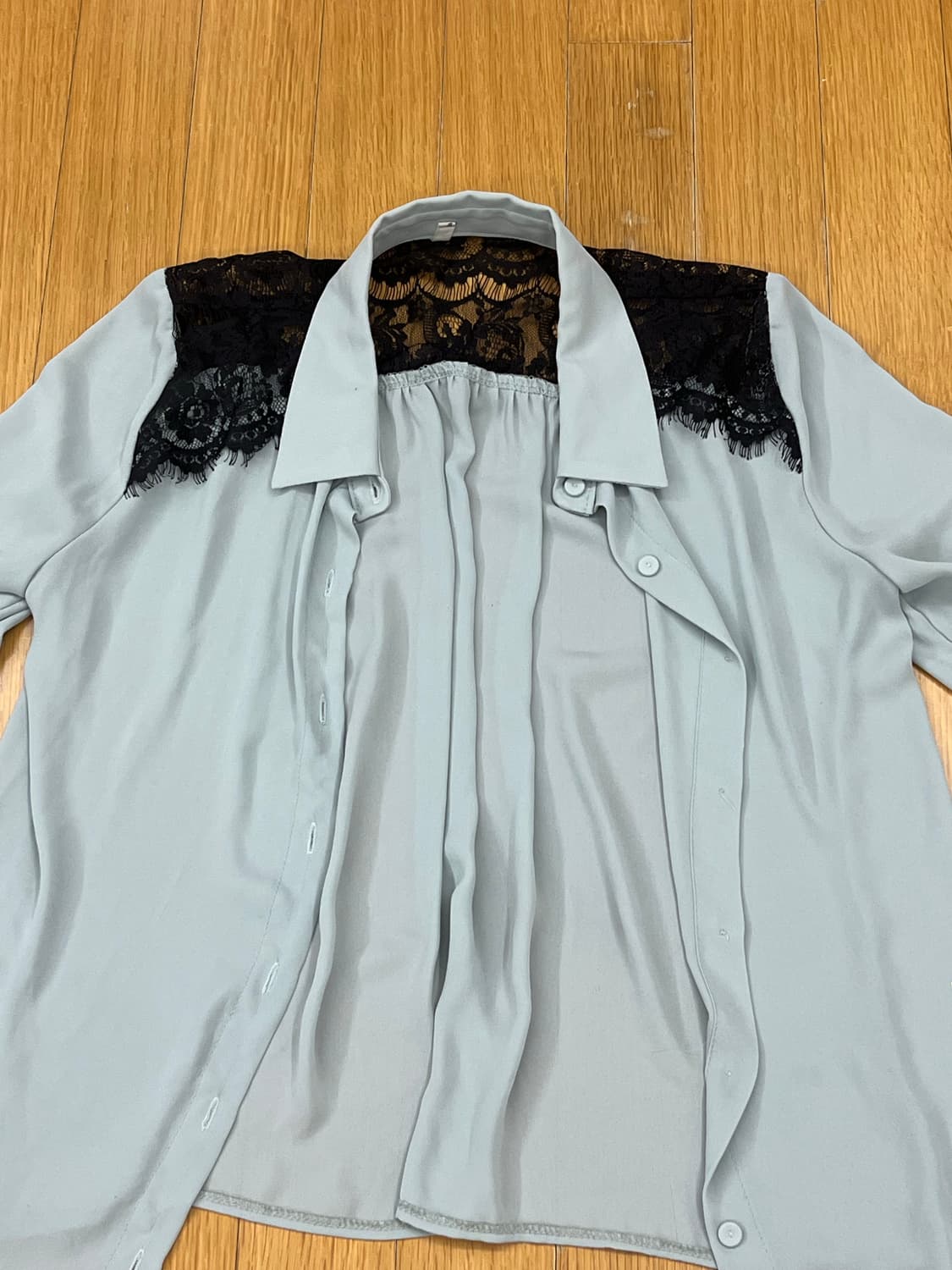 Linen sky mint flower  blouse 상품이미지3