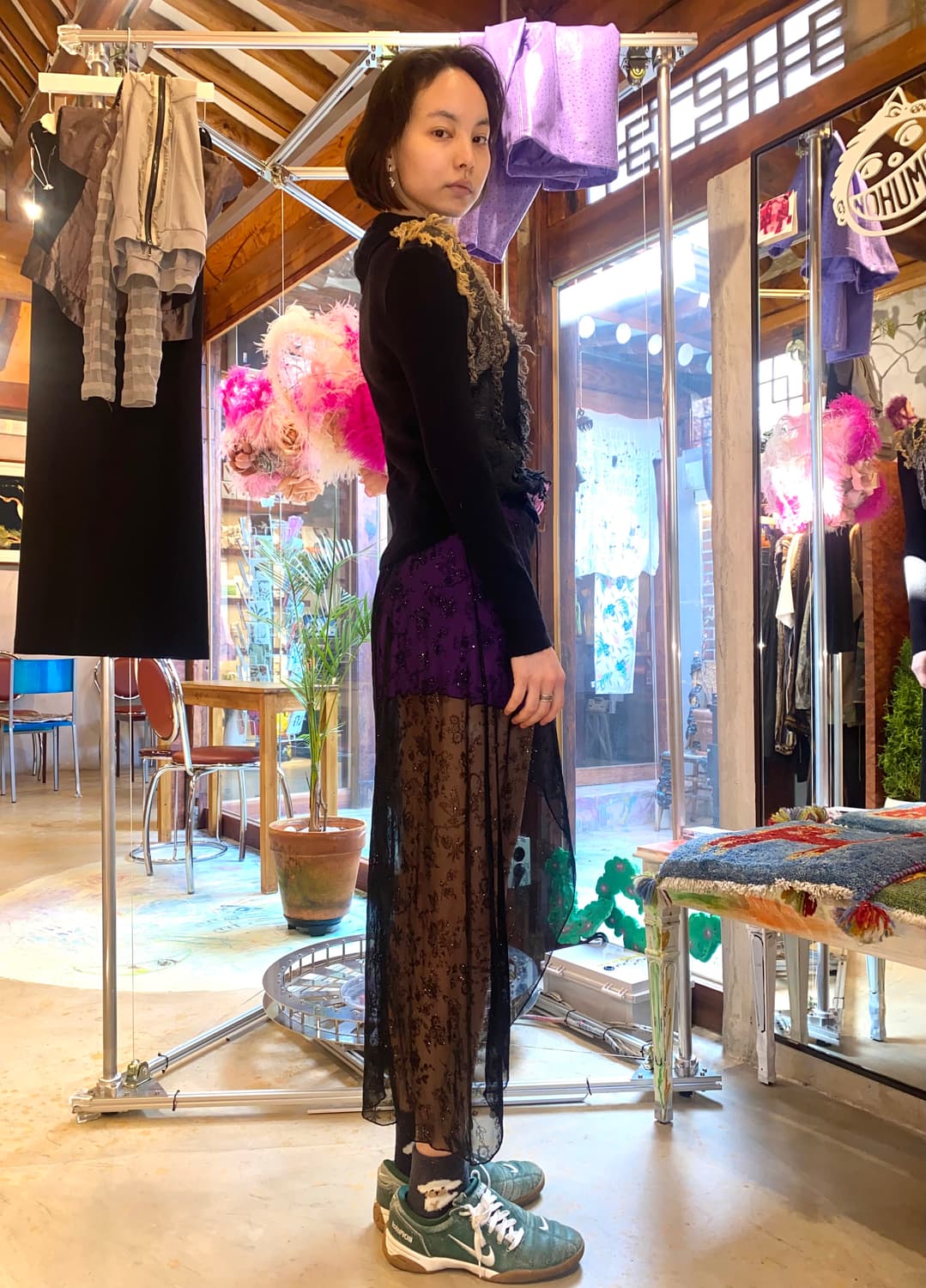 90s Didier Parakian 디스트레스트 프린지 니트 가디건 상품이미지4