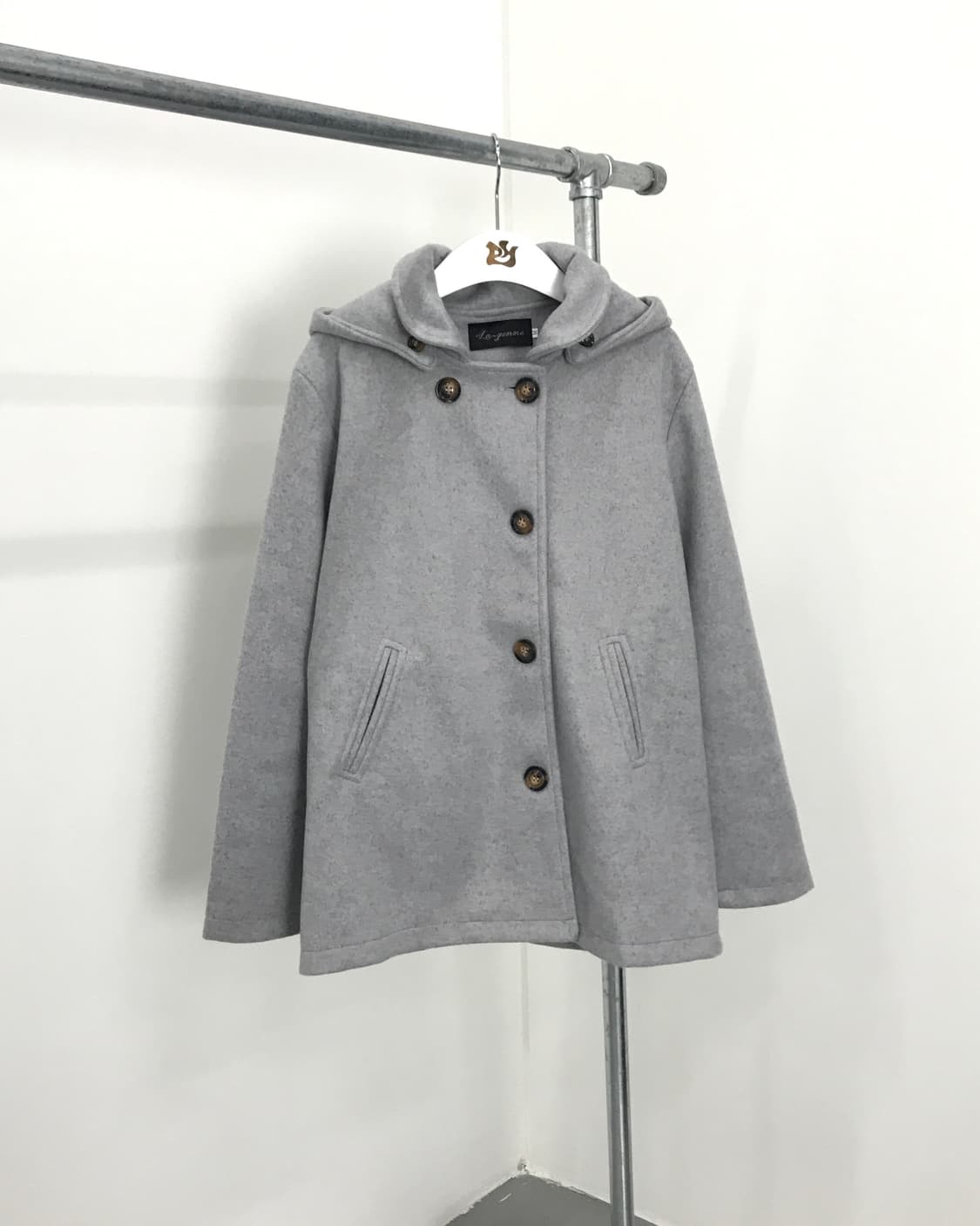 La-gemme Light Gray Hooded Coat 상품이미지4