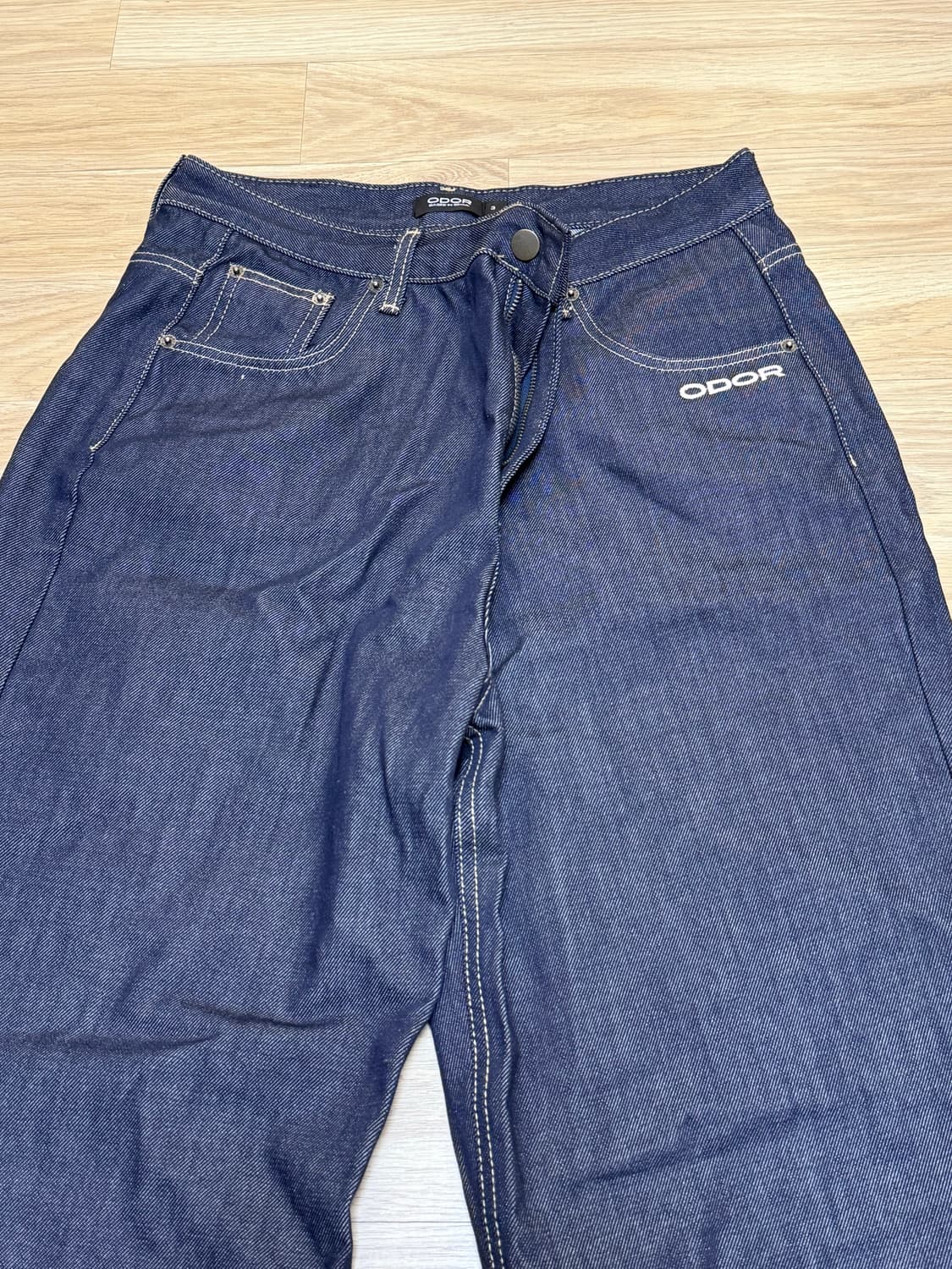 ODOR Logo drop denim in pink 상품이미지6
