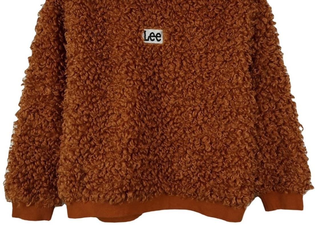 [리 재팬] 로고 자수 쉐르파 뽀글이 오버핏 맨투맨 브라운 M18311 상품이미지5